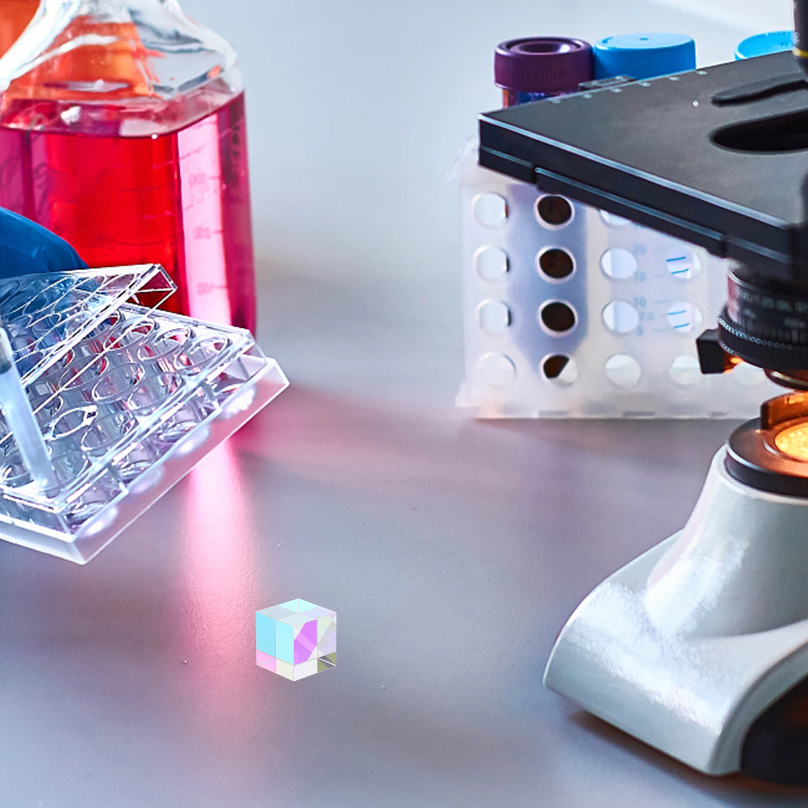 

Optical Glass Prism 6 Sides Bright Colorful Cube for Garden Decor Physics Teaching Window Rainbow Maker