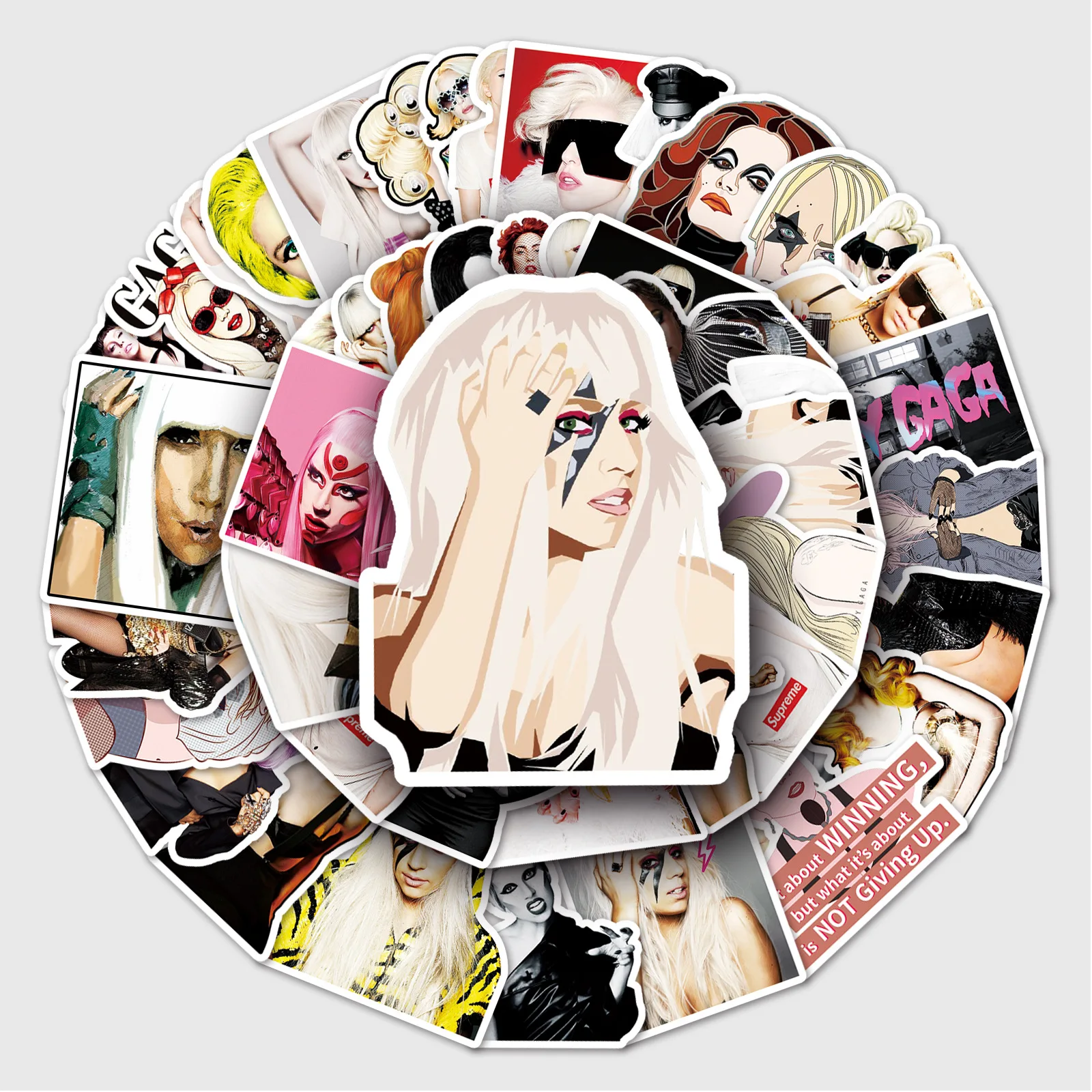 10/51PCS Singer Lady Gaga Stickers Crazy Fans Cartoon Cool Sexy Personal Decorative Graffiti Stickers DIY Skateboard Helmet