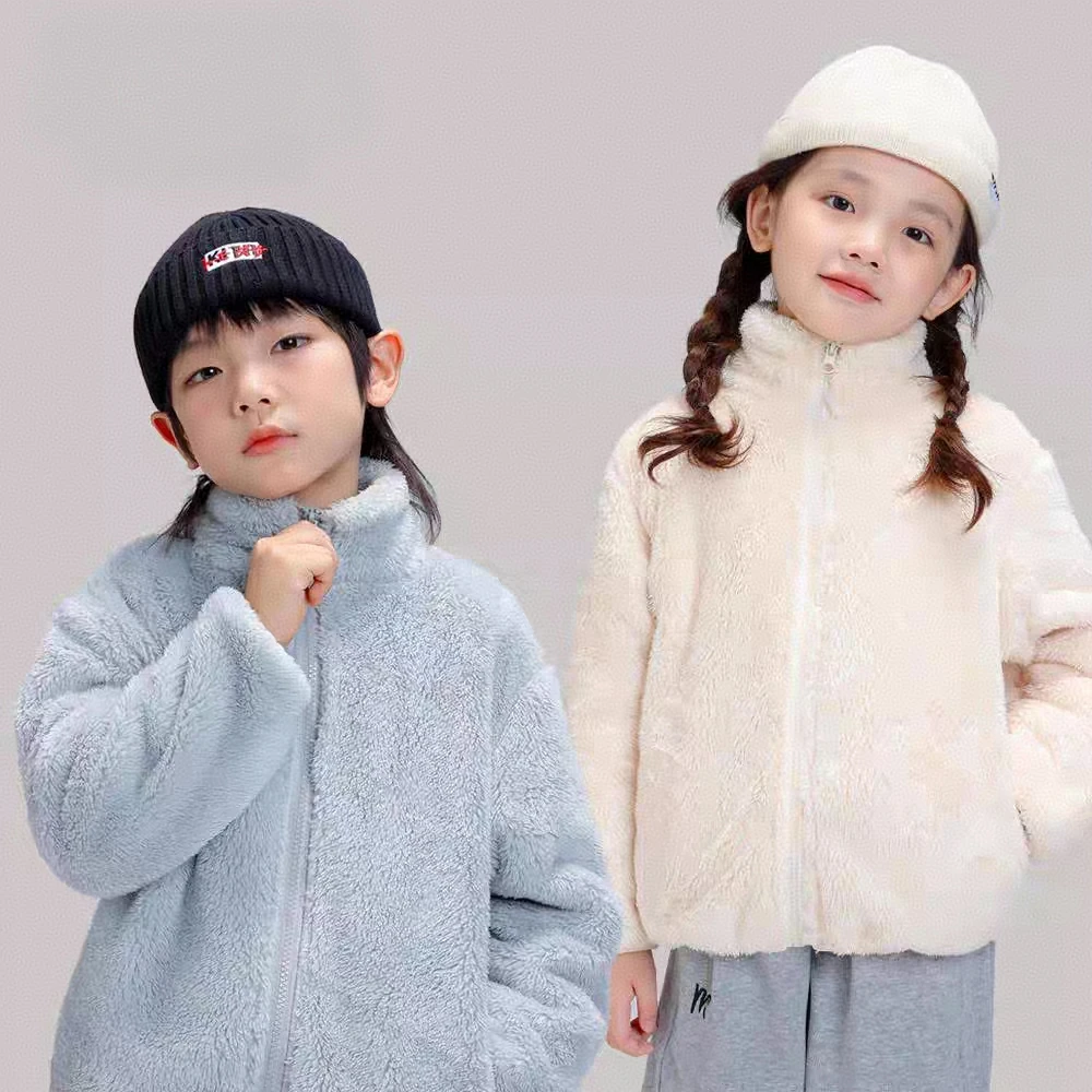 Baby Boys And Girls Plush Coat Solid Color Casual Kids Long Sleeve Outerwear Fall Winter Warm Plush Jacket Children's Clothing