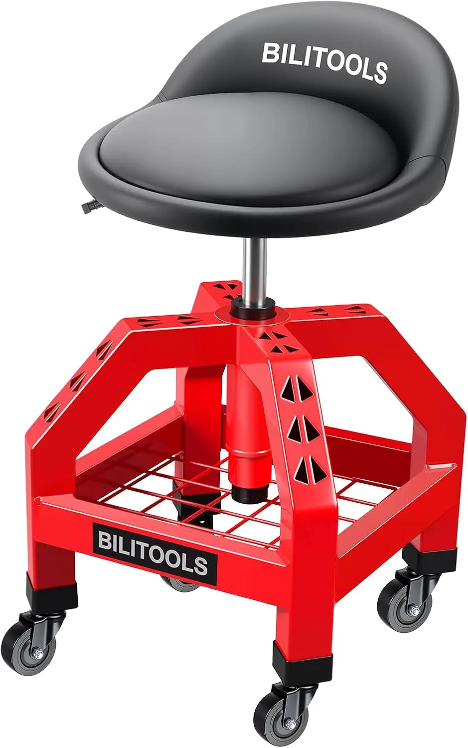 Rolling Shop Stool with Wheels, Adjustable Mechanic Seat | Garage Chair with 21.5