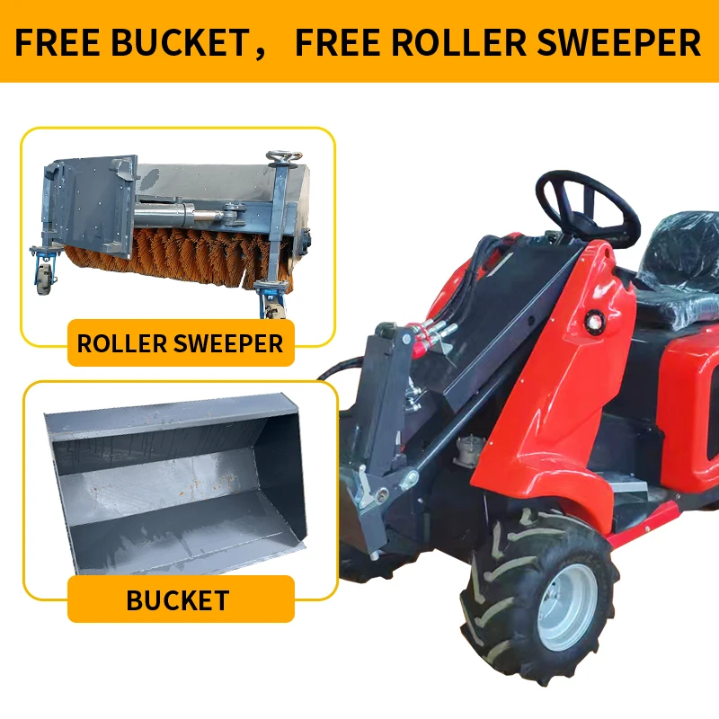 Spot ~ لودر منزلق صغير متعدد الوظائف ثلاثي العجلات، جرافة ديزل هيدروليكية خفيفة الوزن، وملحقاتها