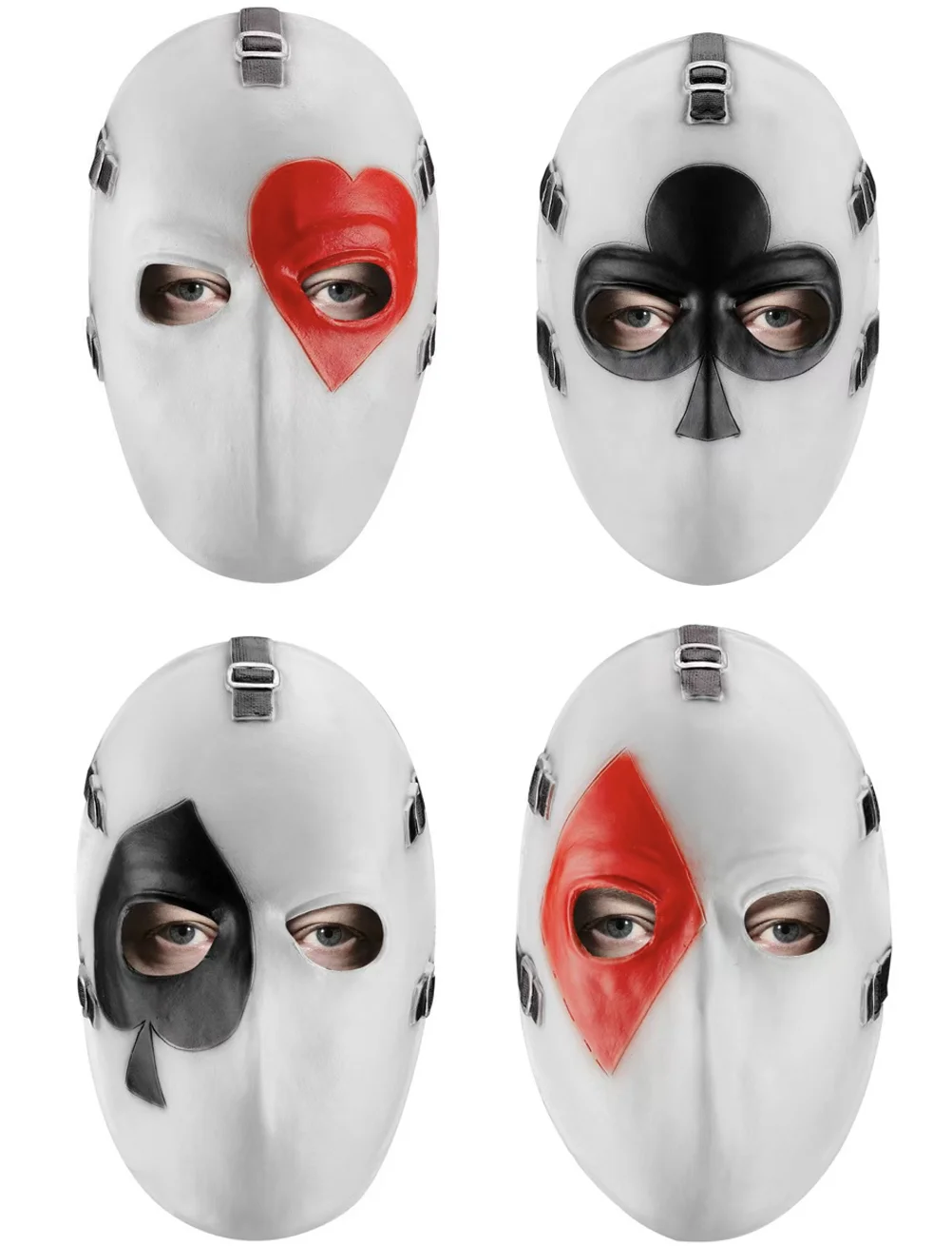 

Game Fortnite Poker Face Mask for Halloween Costume Cosplay Party Spade Club Heart Diamond Props Latex Full Head Mask adult