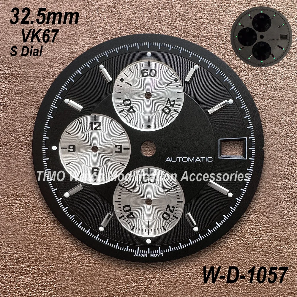 32.5 ミリメートル S ロゴマットダイヤル VK67 ムーブメントに適したグリーン Lminous 品質スピードウォッチ修正アクセサリー