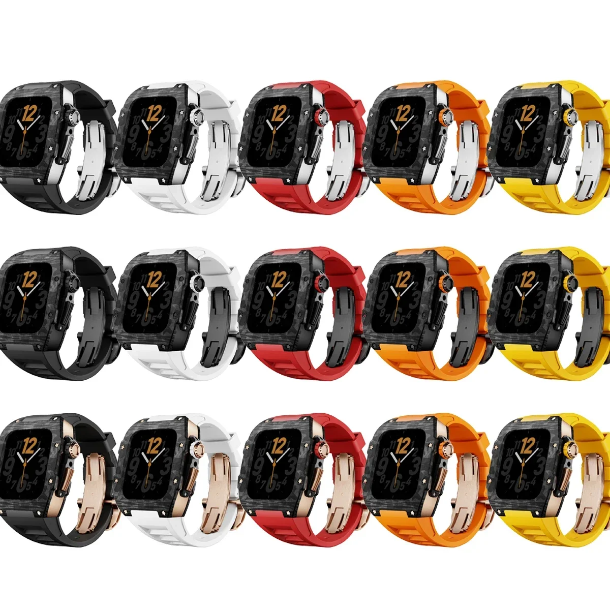 Luxury Modification Kit for Apple Watch Series 10 46mm Stainless Steel Protector Case Rubber Strap iWatch Band Accessories