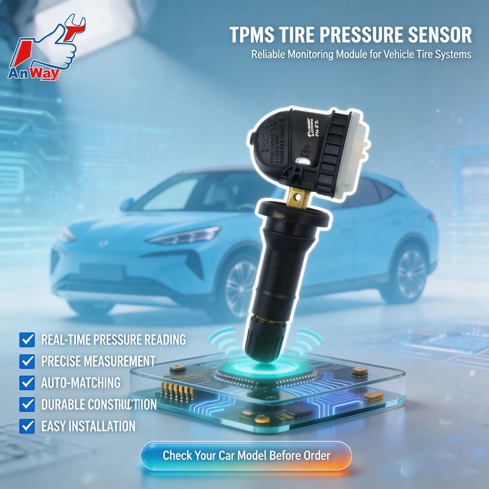 Custom Fit Car Tire Pressure Monitoring Sensor For Denza N7 2023-2026 Auto Learn TPMS Sensor High Accuracy Tire Pressure Sensor