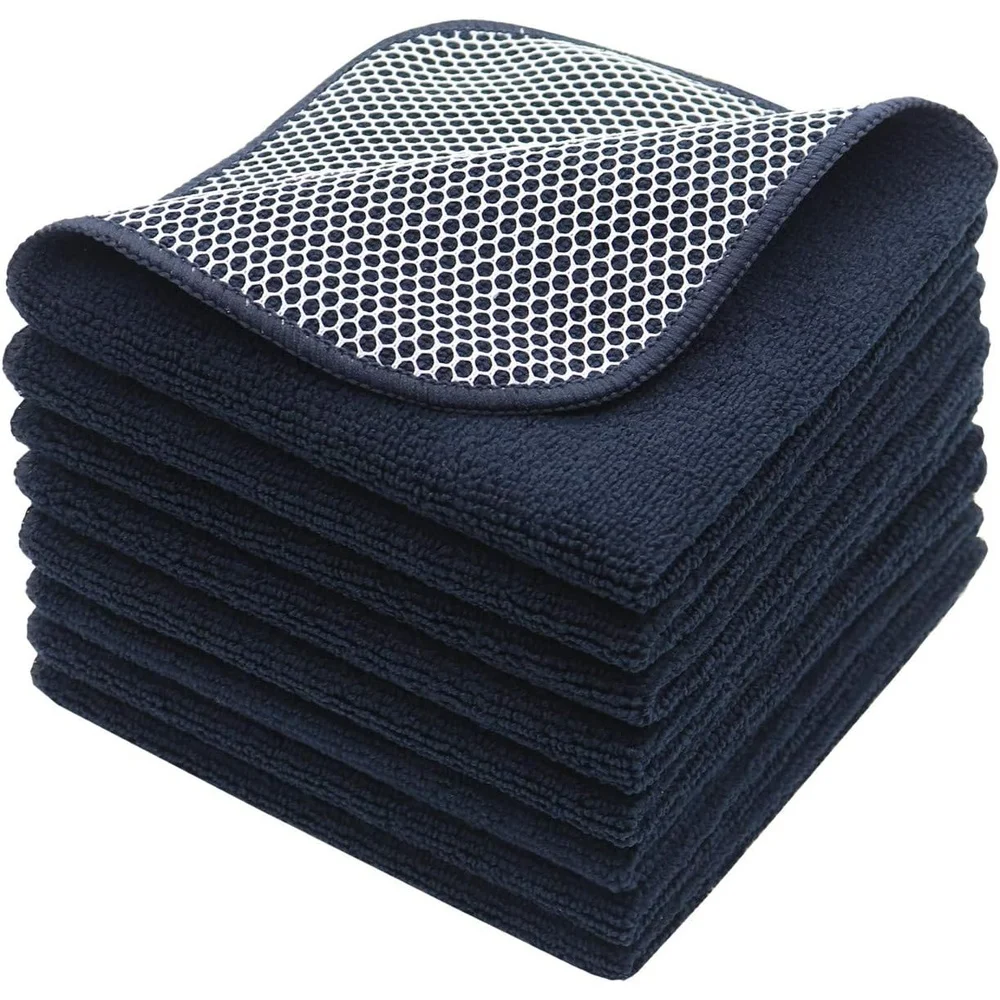 Ultra Absorbent Microfiber Dish Cloths Fast Drying Lint Free Kitchen Cleaning Rags Double Sided Multi Purpose Dust Cloths 8 Pack