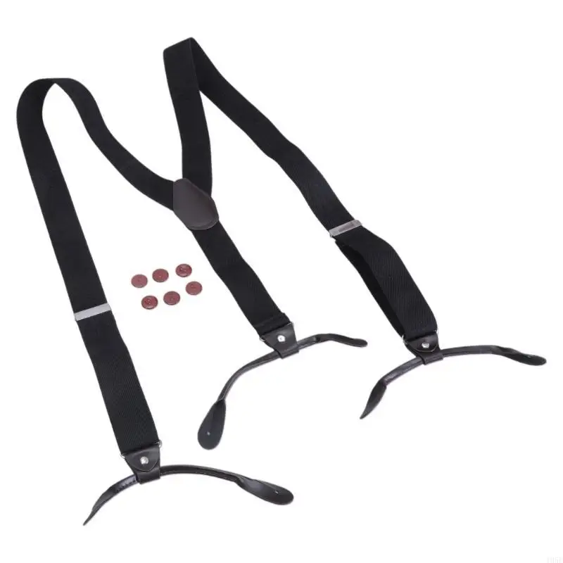 195E スタイリッシュな Y 字型サスペンダー、長さ調節可能、ほとんどの男性、女性のボタンエンドに適しており、さまざまな機会に最適です。