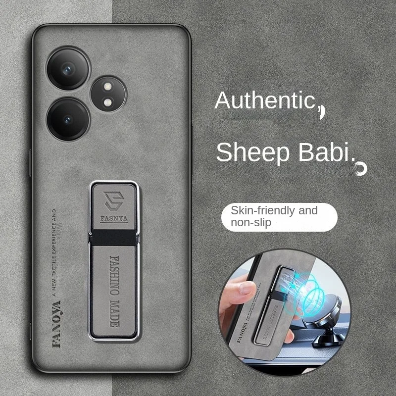 

For Realme Gt Neo 6 Se Gt6 Gt6T GT 7 Pro neo7 Case Magnetic Holder Shockproof Shell Sheep Skin Silicone Cover Case Funda Cases