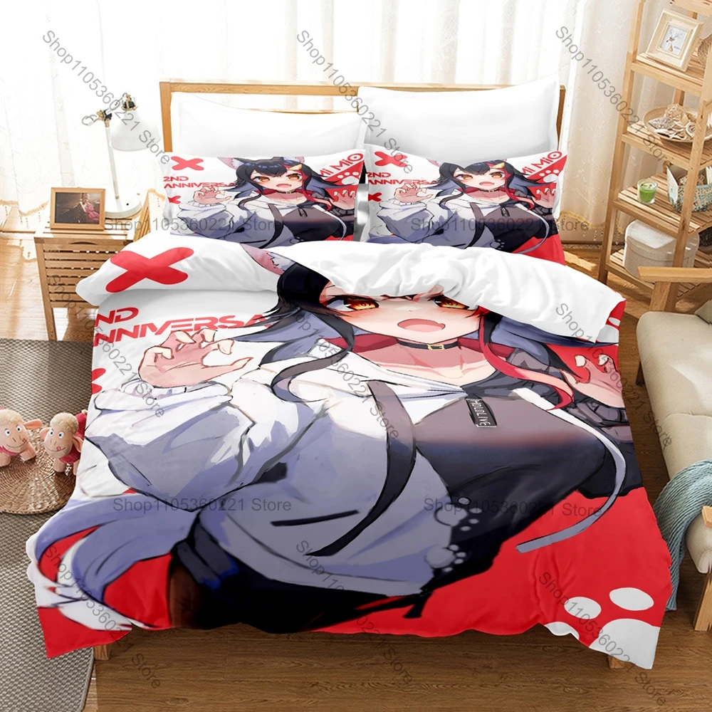 Ookami Mio Anime Theme 3Pcs Duvet Cover Set Soft Microfiber Bedding With Pillowcases For Single Twin Full Bed