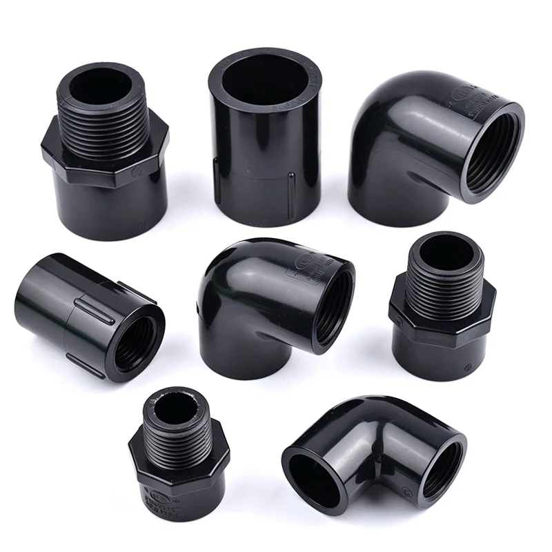2-5Pcs Black PVC Direct Elbow Connector 1/2