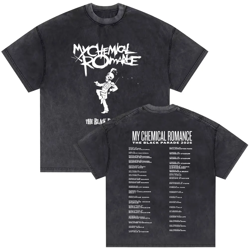 Washed Vintage My Chemical Romance Long Live The Black Parade T-shirt Men Women Punk Emo Rock T Shirt Male Casual Cotton Tshirt