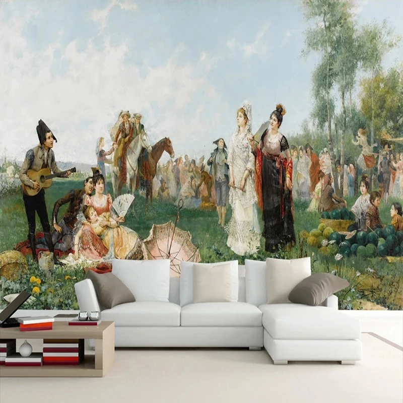 3D Wall Mural European Aristocratic Figures Oil Painting Wallpaper Living Room Bedroom Background Wall Home Decor Fresco Sticker