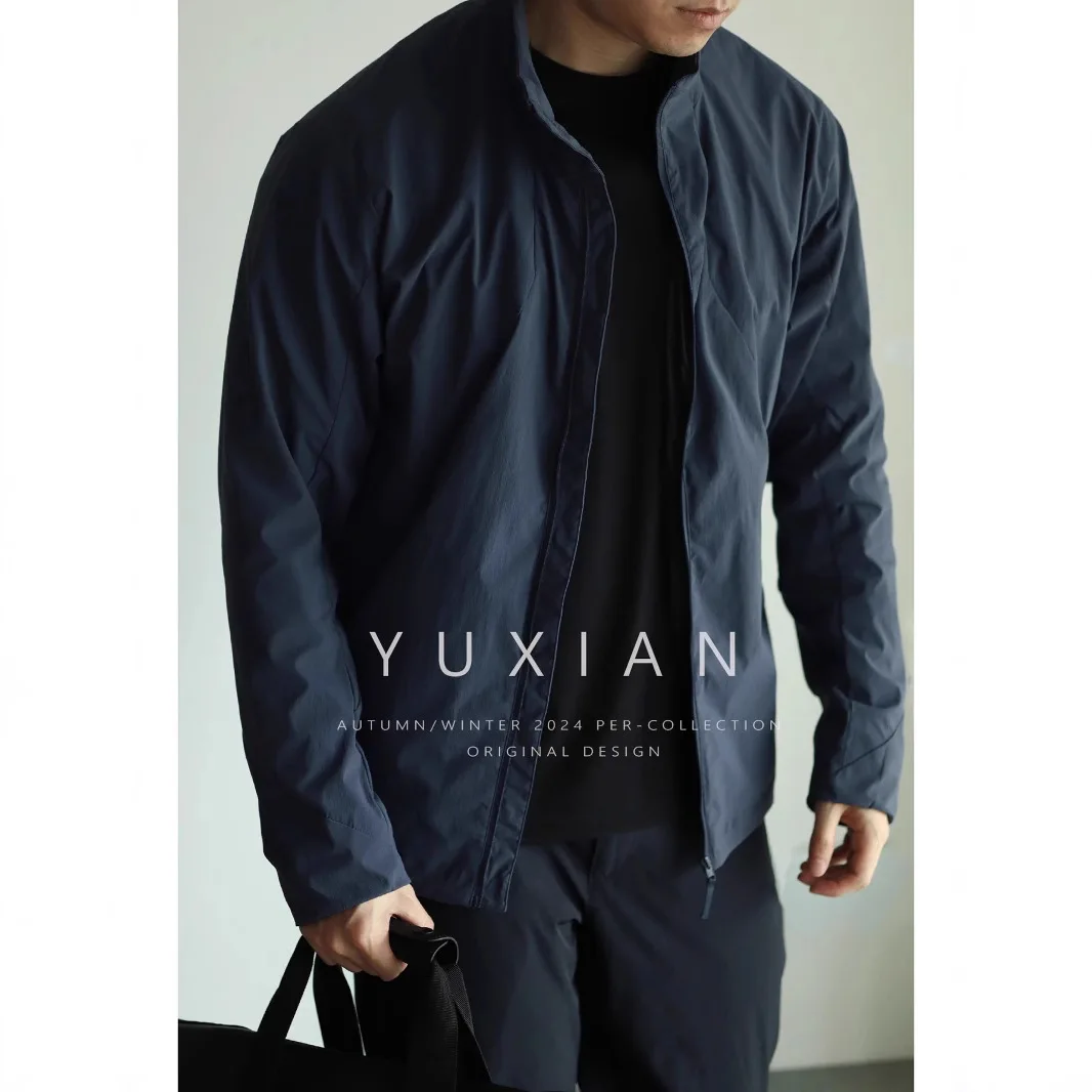 

Мужская куртка, пальто, 2025 г., серая куртка, весна-лето, легкий дизайн с воротником-стойкой, деловая верхняя одежда, топ