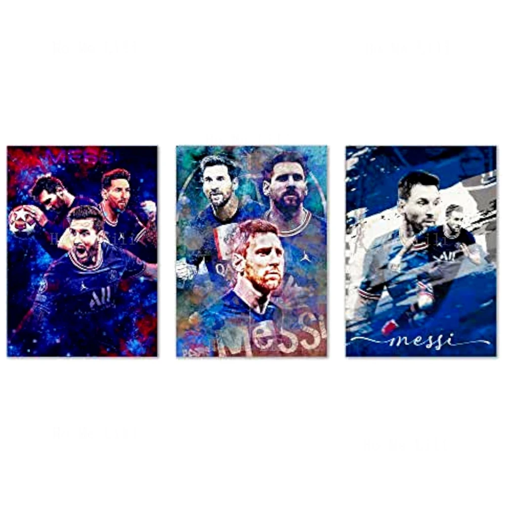 Famous Football Superstar Set Of 3 Posters Printed Living Room Wall Decoration Bedroom Fan Football Sports Room Gift