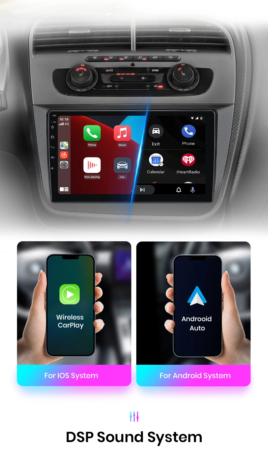 Junsun Wireless CarPlay Android Auto Autoradio für Renault Kangoo 2008–2018 GPS 360 ° Panoramakamera Multimedia 2DIN – Detail 10