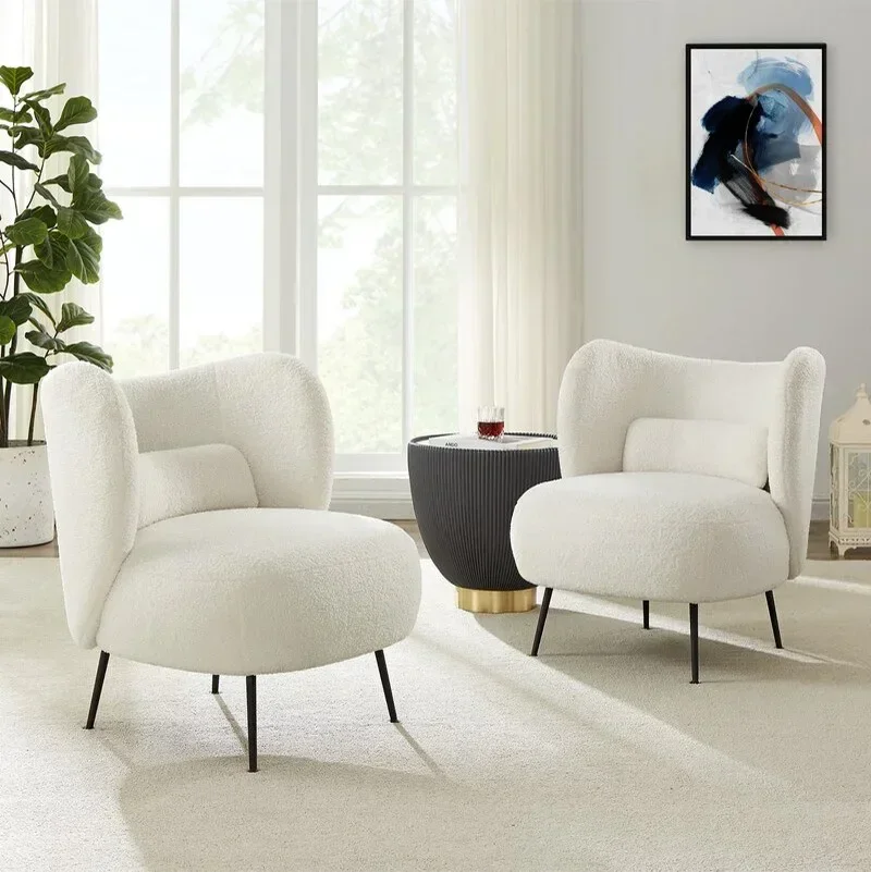 Living room lamb wool l sofa chair bedroom cloakroom makeup chair single sofa balcony casual backrest single chair