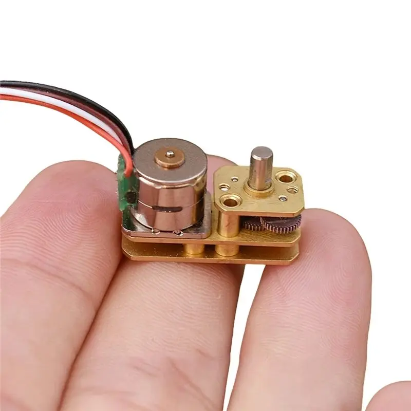 Stepper Gear Motor Mini 10Mm 2-Phase 4-Wire Full Metal Construction Flipped Output Shaft For Optical Instruments
