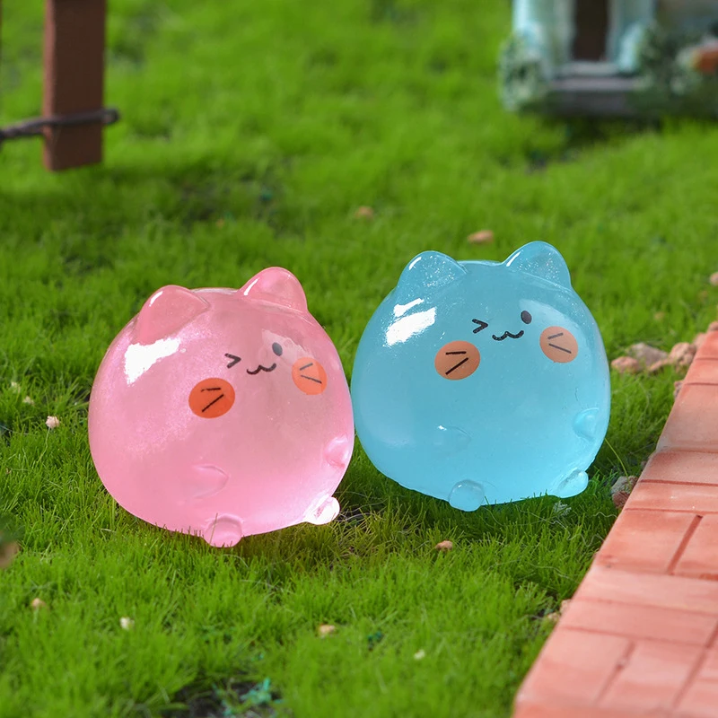 1Pc Luminous Cat Home Decor Miniature Figurines Noctilucent Cat Desk Decoration Fairy Garden DIY Gardening Accessories