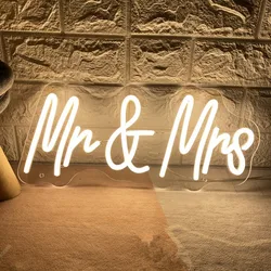 Mr & Mrs Neon Sign Custom Wedding Neon Lights Signs Led Light Home Wall Decor Wedding Party Propose Backdrop Neon Art Decor