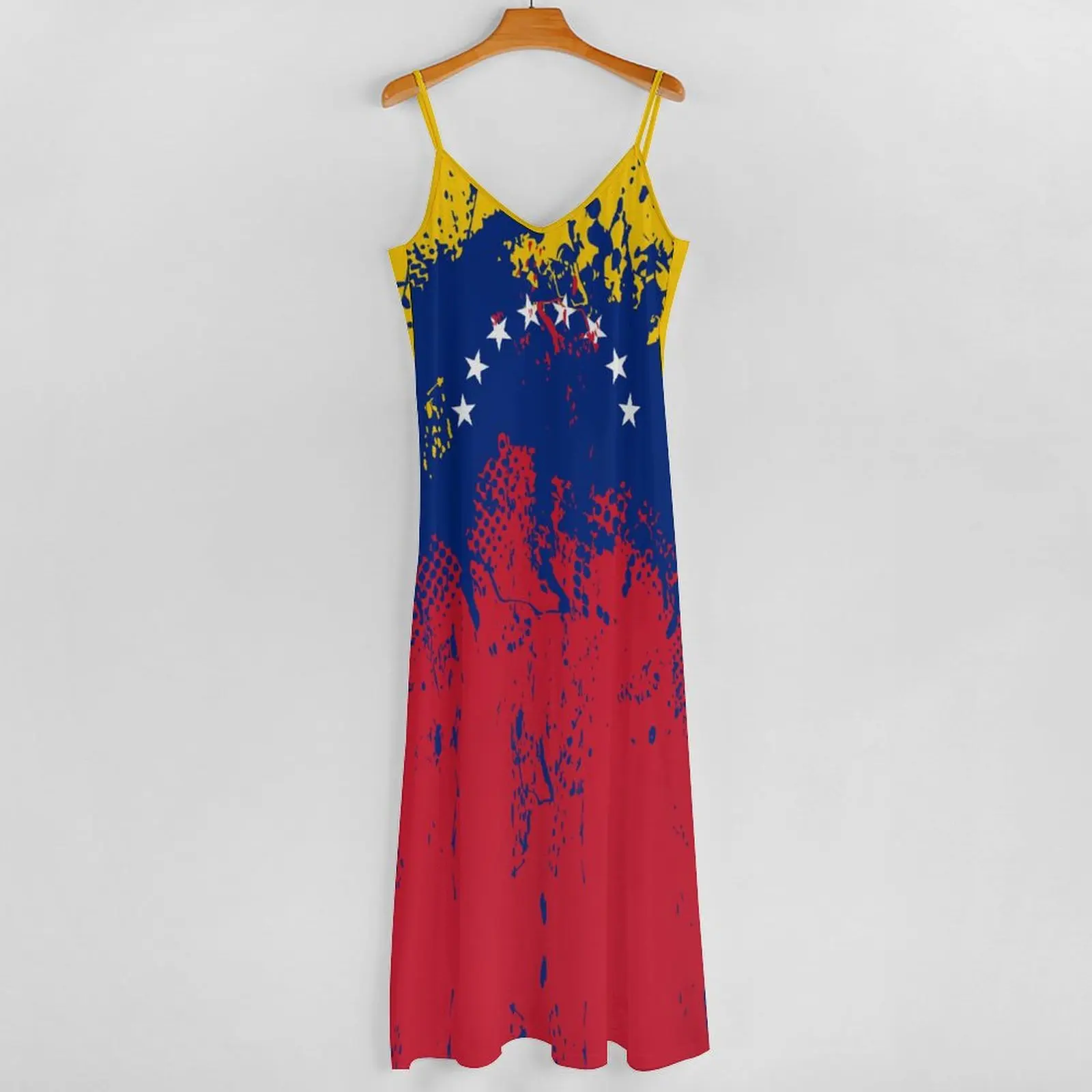 Long Dresses Dress Venezuela Flag Print New Casual Sleeveless Women's V-Neck Printed Dress Swing Retro Dresses