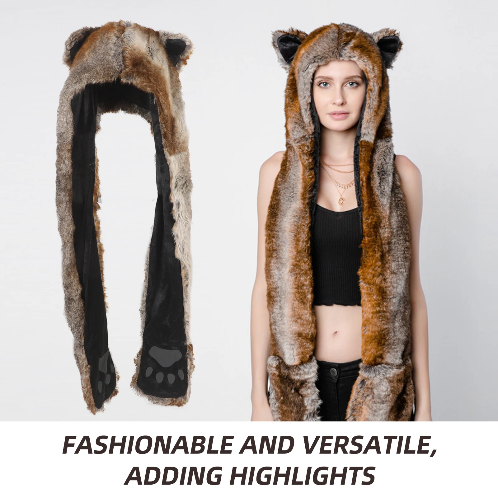 مجموعة قفازات وشاح قبعة الشتاء بتصميم حيوانات قبعة صغيرة متماسكة سميكة دافئة للبالغين في الهواء الطلق ملحقات حرارية للطقس البارد