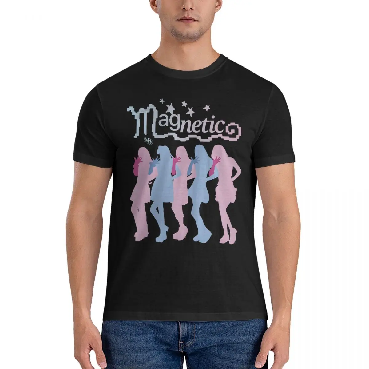 Silhouette Design Inspired By The Illit Group In The Magnetic Era ILLIT Kpop Vintage Pure Cotton Tees Crewneck Short Sleeve