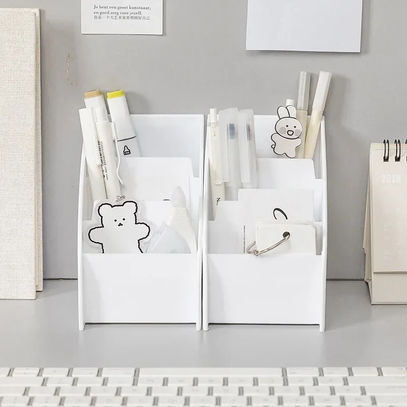 Multi-function Pen Holder Plastic PP Desktop Storage Box Case 3 Grid Sub-grid Make up Cosmetic Holder Desk Pen Pencil Organizer