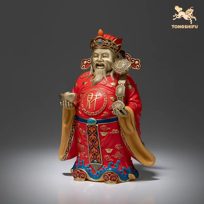 Copper Handicrafts God of Wealth Statue Living Room Desktop God of Wealth Sculpture Copper Ornaments Home Fengshui Decoration