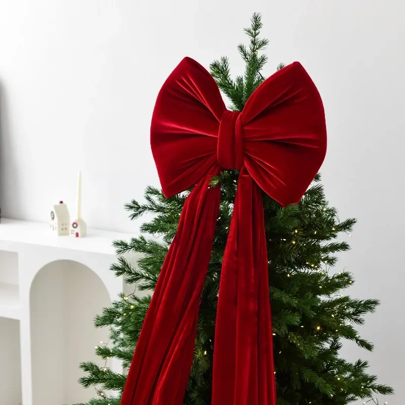 1PC Flannel Oversized Bow Christmas Bow Christmas Ornament Holiday Decoration Pendant Creative and Artistic Items