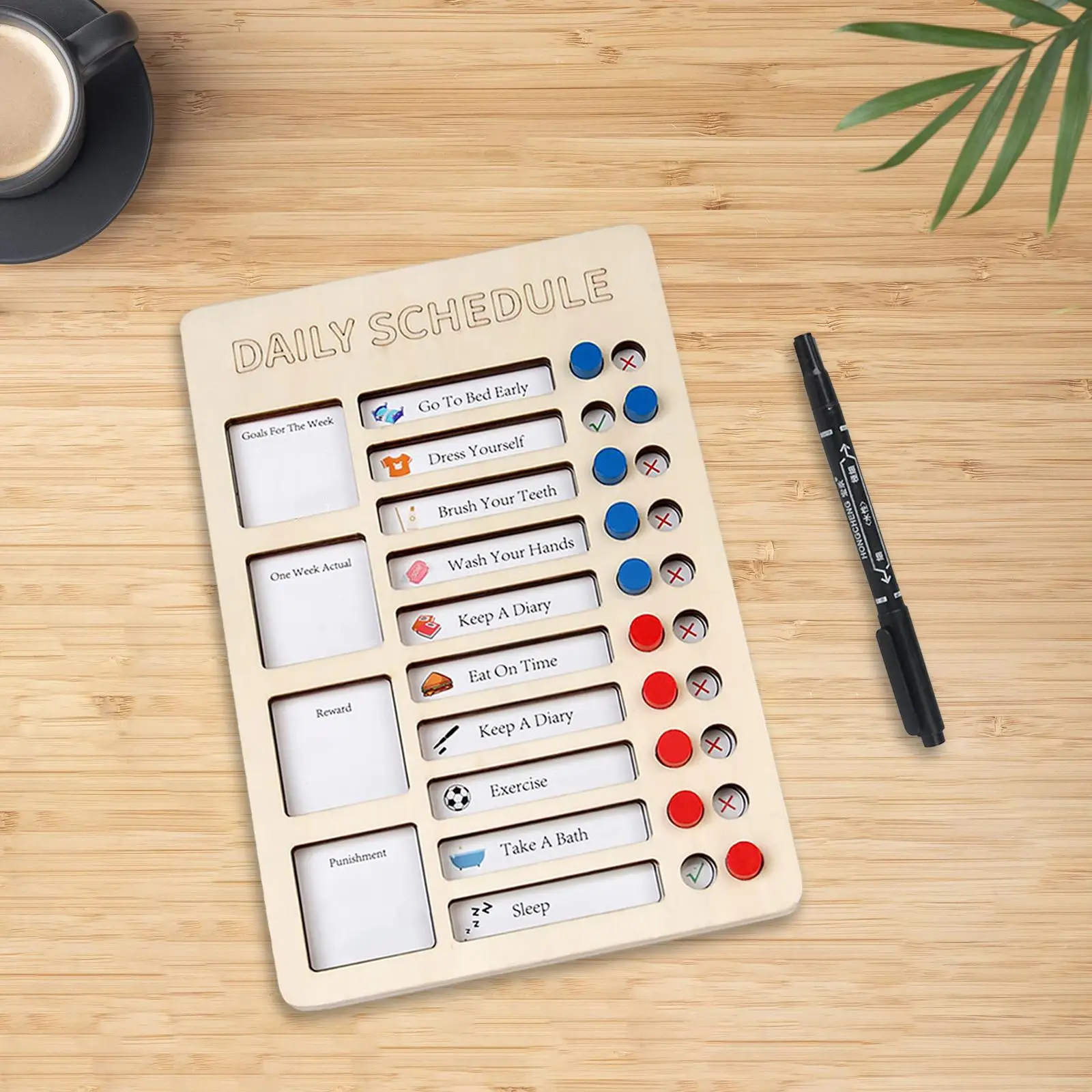 Daily Schedule Memo Board 15x22cm Hanging or Standing Portable Routine Chart