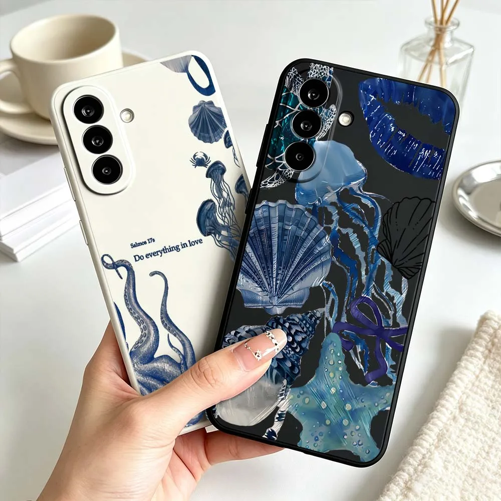 Sea turtle seashell conch Cover For Samsung Galaxy A71 A56 A55 A54 A53 A51 A17 A16 A07 A06 Soft Silicone Liquid Phone Case