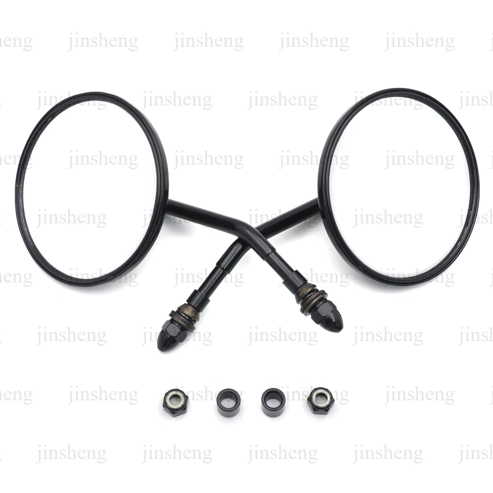Black Round Rear View Side Mirrors Motorcycle Parts for Harley Softail Dyna Sportster Touring
