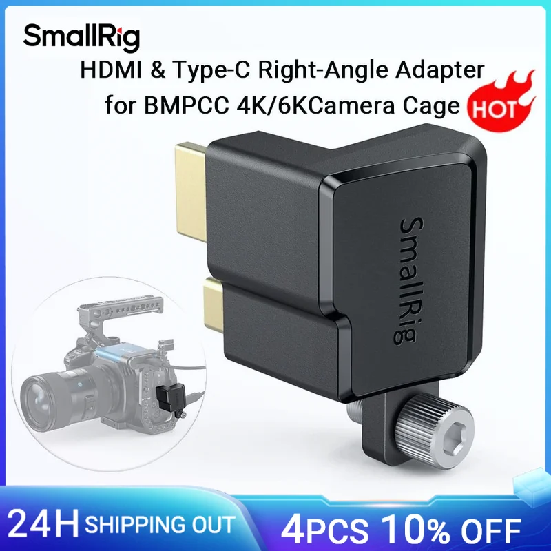 SmallRig HDMI/USB Type-C Right-Angle Adapter for Blackmagic Pocket Cinema Camera for BMPCC 4K/ 6K Pro Camera Cage 2700/3289