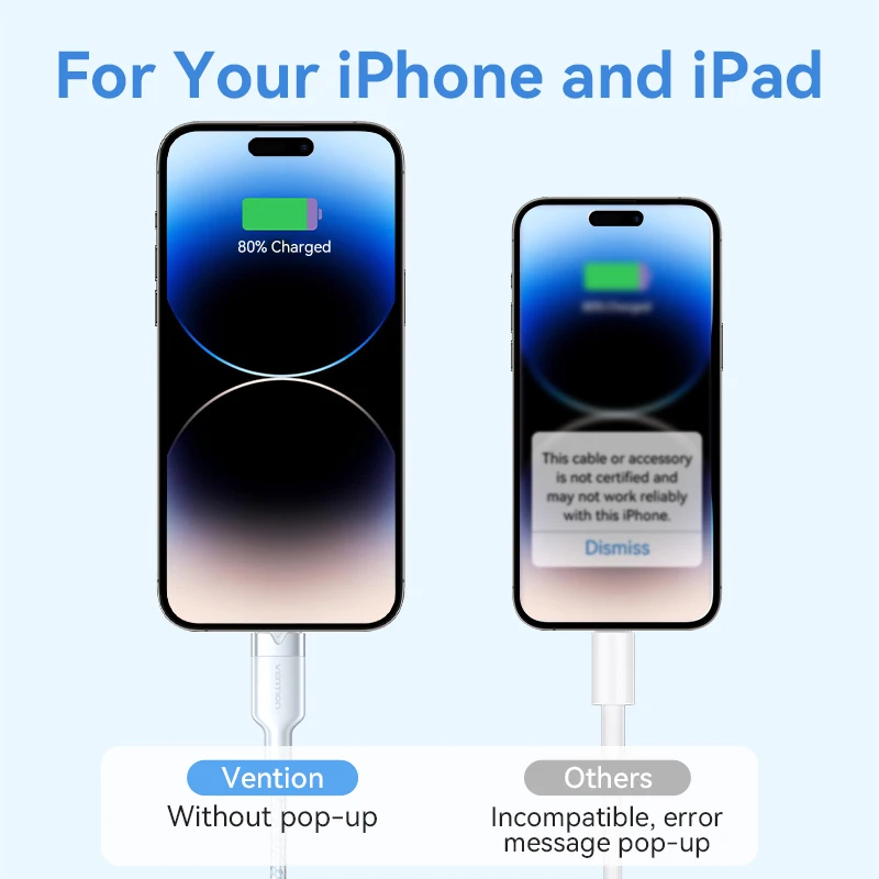 Vention USB to Lightnin Cable For iPhone 14 13 12 11 Pro XS 8 2.4A USB 2.0 to Lightning Cable Data Wire Fast Charging Cable