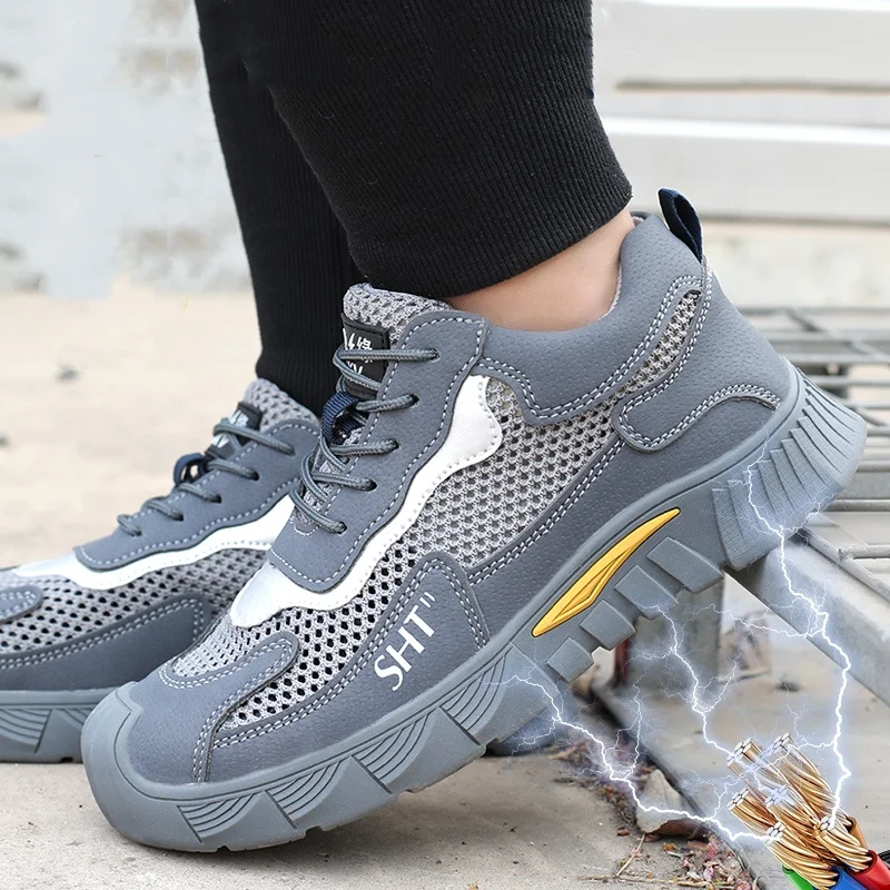 

men casual breathable steel toe covers working safety shoes 10 KV insulated sneakers worker security boots protective footwear