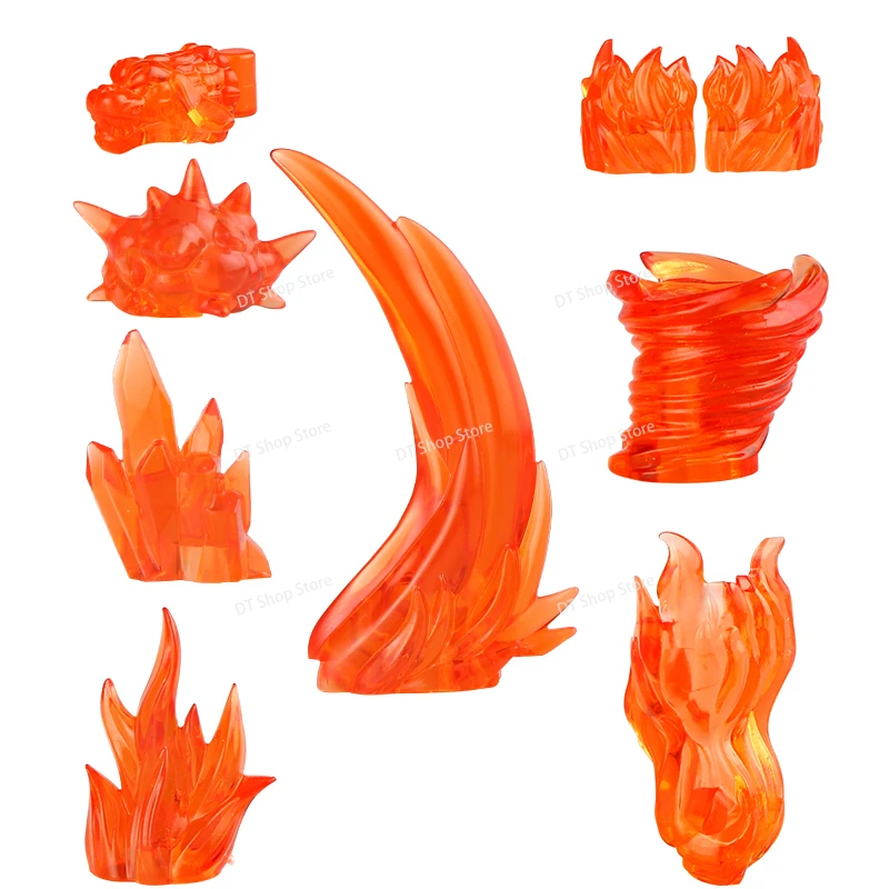 5PCS PJD6-45 Anime Cartoon Serie Special Effects Pieces Fire Fists Flames Building Blocks Weapon Accessories Kids Puzzle Toys