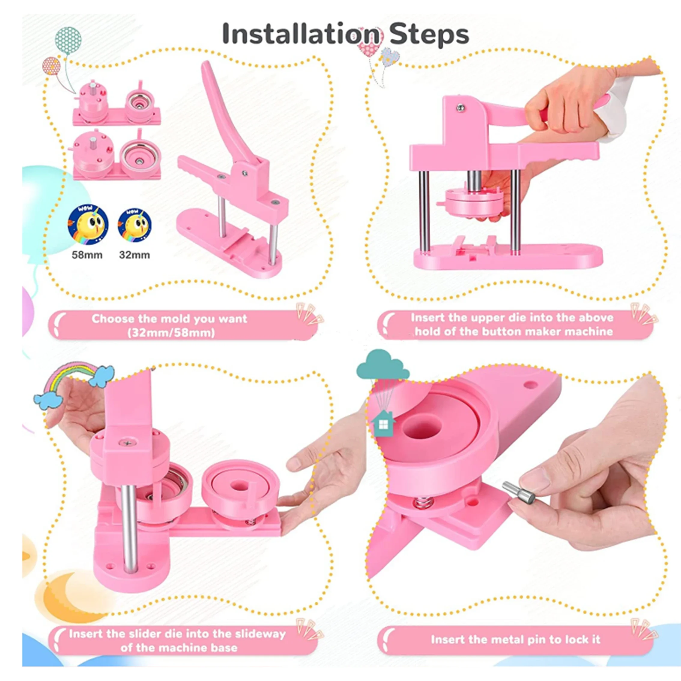 1.25+2.25 inch Button Maker Machine for Kids