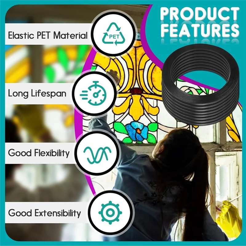 ELEG-For Glass Decal Leading Lines Roll-8 قطع 3 مم 216 قدم ملون لخطوط الرصاص الزجاجية لطلاء الزجاج - نافذة معرض السطح #2