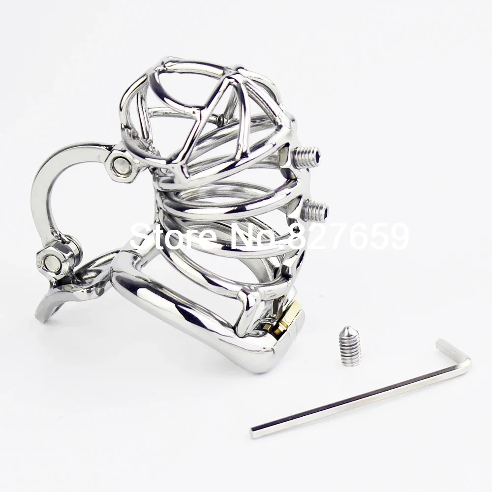 NEW Male Chastity Device Stainless Steel Chastity Cage With Removable Spikes And Adjustable Testicular Separated Hook Device