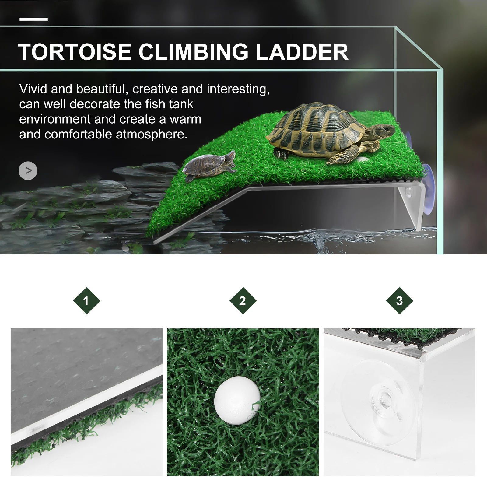 

Large Turtle Basking Platform Reptile Climbing Decorative Ramp Ladder Aquatic Floating Turtles PP Material Non Slip