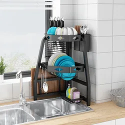 Kitchen Dish Rack Corner Above The Sink Dish Storage Rack Dish Drainer with Utensil Holder Multi-Purpose Storage Basket Shelf