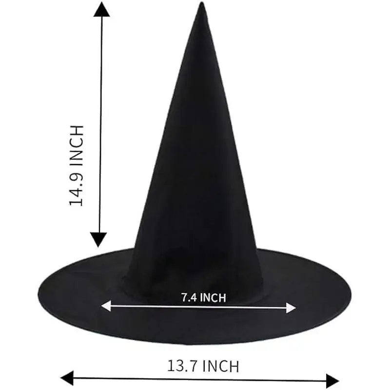 10pcs Halloween Witch Hat Halloween Decorations Wizard Hat Party Accessory For Women Toy Game Props 38*36cm