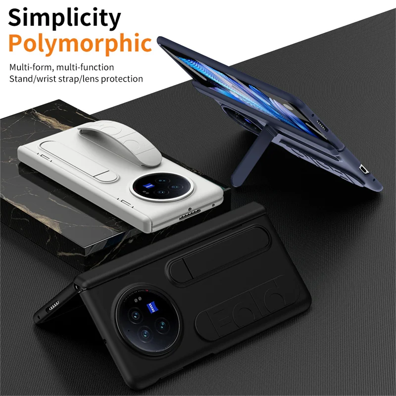 Etui na telefon VIVO X Fold 3 Pro XFold 6 5 2 z zawiasem, paskiem na nadgarstek, podstawką, szkłem ochronnym na ekran i odporną na wstrząsy osłoną. — zdjęcie produktu 4