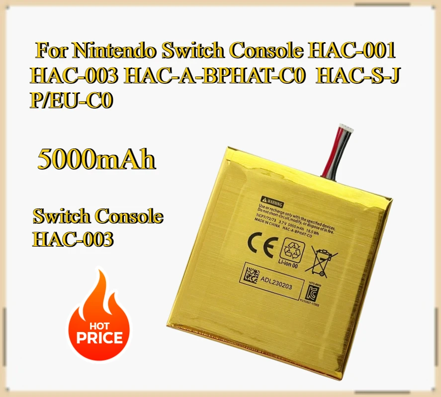 

New Switch Console HAC-003 Battery for Nintendo Switch Console HAC-001 HAC 003 HAC-A-BPHAT-C0, HAC-S-JP/EU-C0 5000mAh