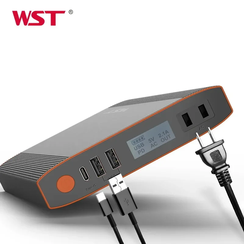 WST Large Capacity Laptop Power Bank 50000mah65W Fast Charging Outdoor Mobile Power Supply 100W Output 220V