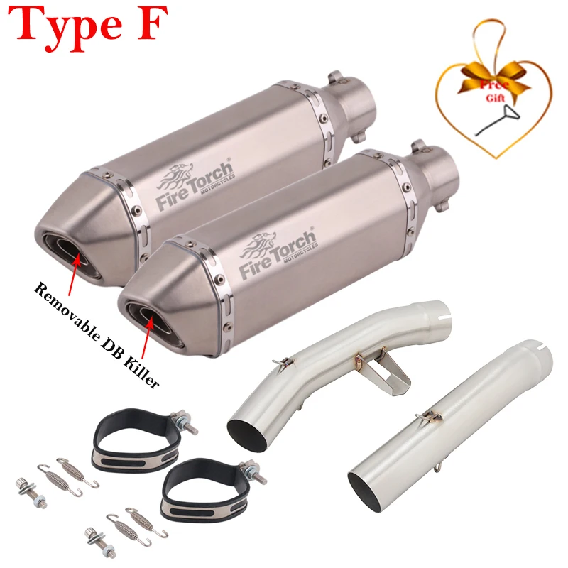 Slip On For Yamaha FJR 1300 FJR1300 2001 - 2022 Motorcycle Exhaust Escape Systems Muffler With Double Middle Link Pipe DB Killer
