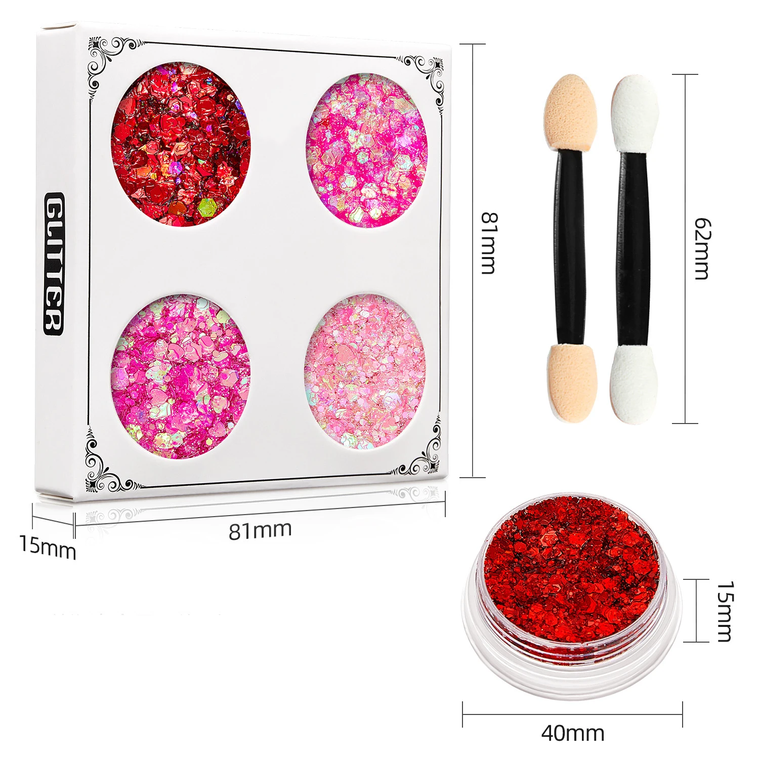 4 色フェイスグリッターメイクボディヘアグリッタージェルホログラフィックスパンコールメイクグリッタージェルバーフェスティバルパーティーアイシャドウ