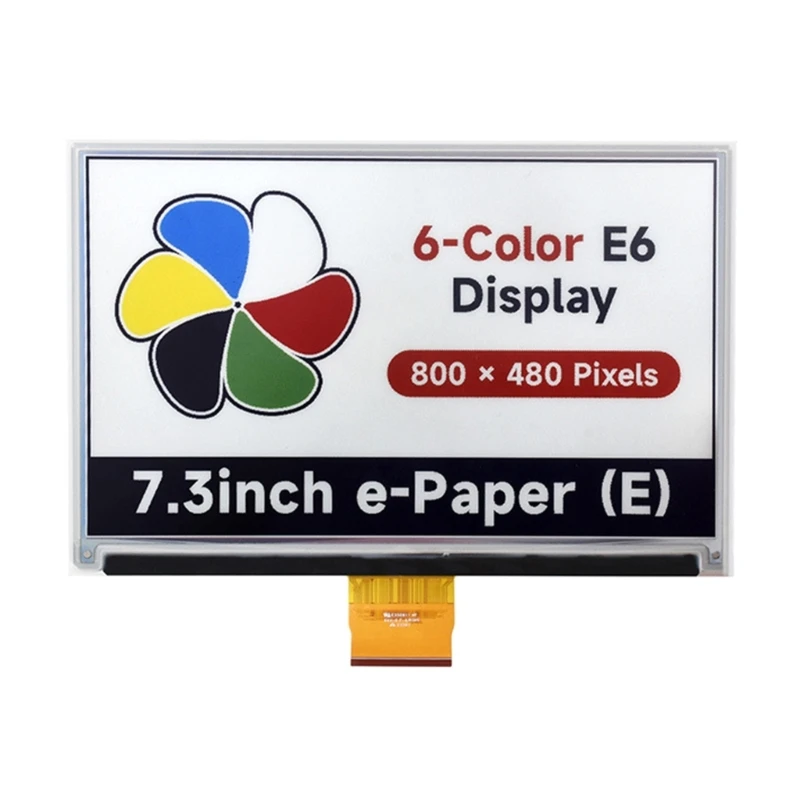 

7.3inch Display Screen, 800x480 Pixel Low Power Consumption Wide Angled 6-Color High Contrast ePaper Electronic Screen