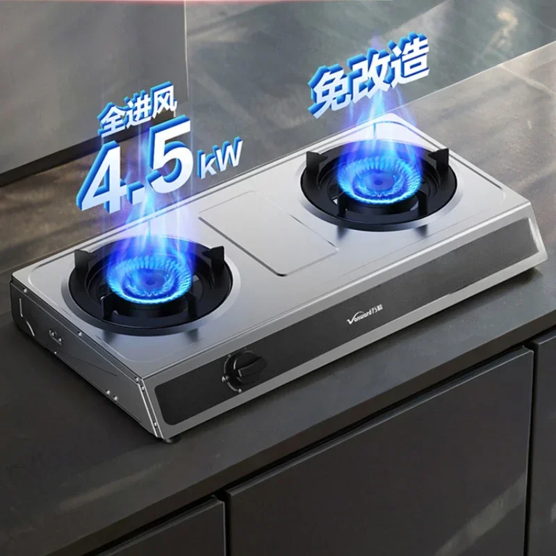 Double Burner Gas Stove with Stainless Steel Body and Strong Flame for Natural Gas and Liquefied Gas D9