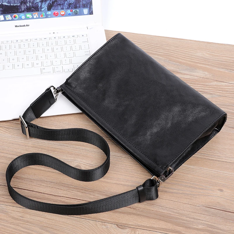 High Quality Natural Skin Leather Men Bag Cluth Bag Men Crossbody Bags Cell Phone Pocket Flap Men\'s Shoulder Bag Messenger Bags